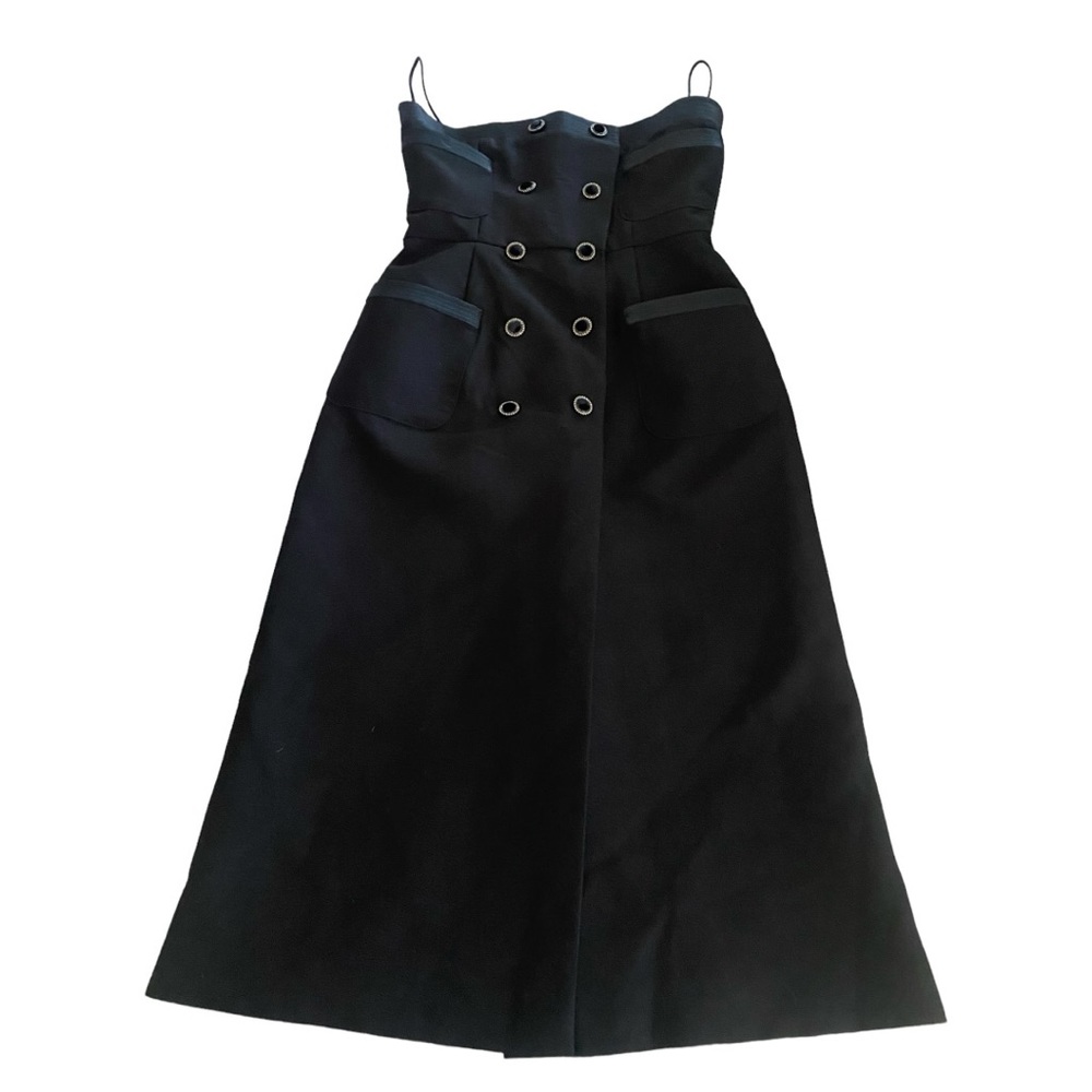 Giana dress black formal double breasted black large velvet rhinestone buttons